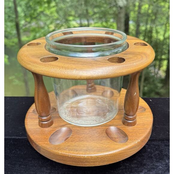 Duk-it mcdonald products corp 6 PIPE Wood STAND HOLDER Glass Humidor -No Lid - Picture 1 of 8